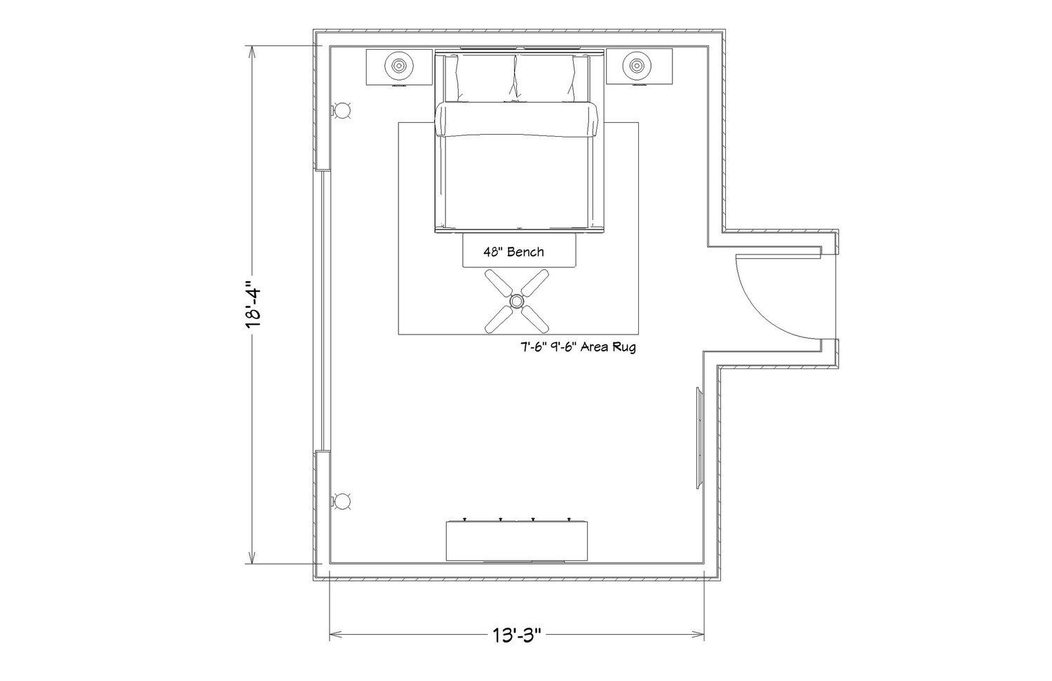 eclectic bedroom design floor plan