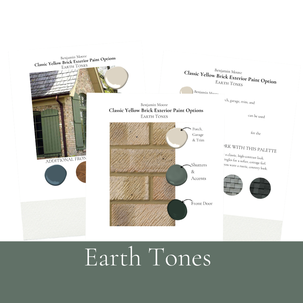 Benjamin Moore Yellow Brick Exterior Paint Palette — 5 Complete Exterior Colour Schemes Earth Tones