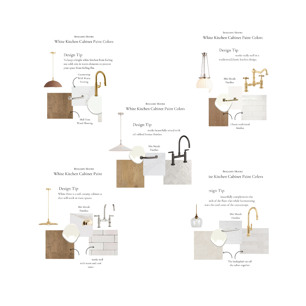 Best White Kitchen Cabinet Paint Colors 6 Benjamin Moore Designer White Paint Colors With Coordinating Island Colors Kitchen Color Schemes All Concept Boards