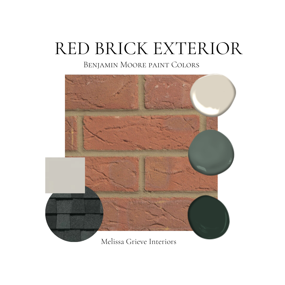 Red Brick Exterior Paint Color Benjamin Moore Paint Palette, Classic Exterior Design Red Brick Coordinating Color, Red Brick Color Schemes Instant Digital Download
