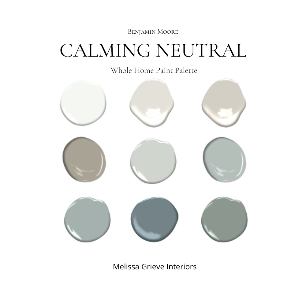 Calming Neutral Paint Colors Soothing Benjamin Moore Whole House Paint Palette Relaxing Colors Bedroom, Living Room Soft Blue Green Colors