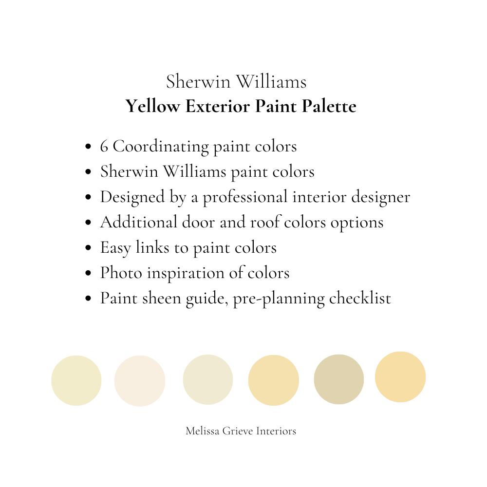 Yellow House Exterior Paint Colors Sherwin Williams | 6 Complete Color Schemes for Yellow & Cream Homes | Digital Download whats included