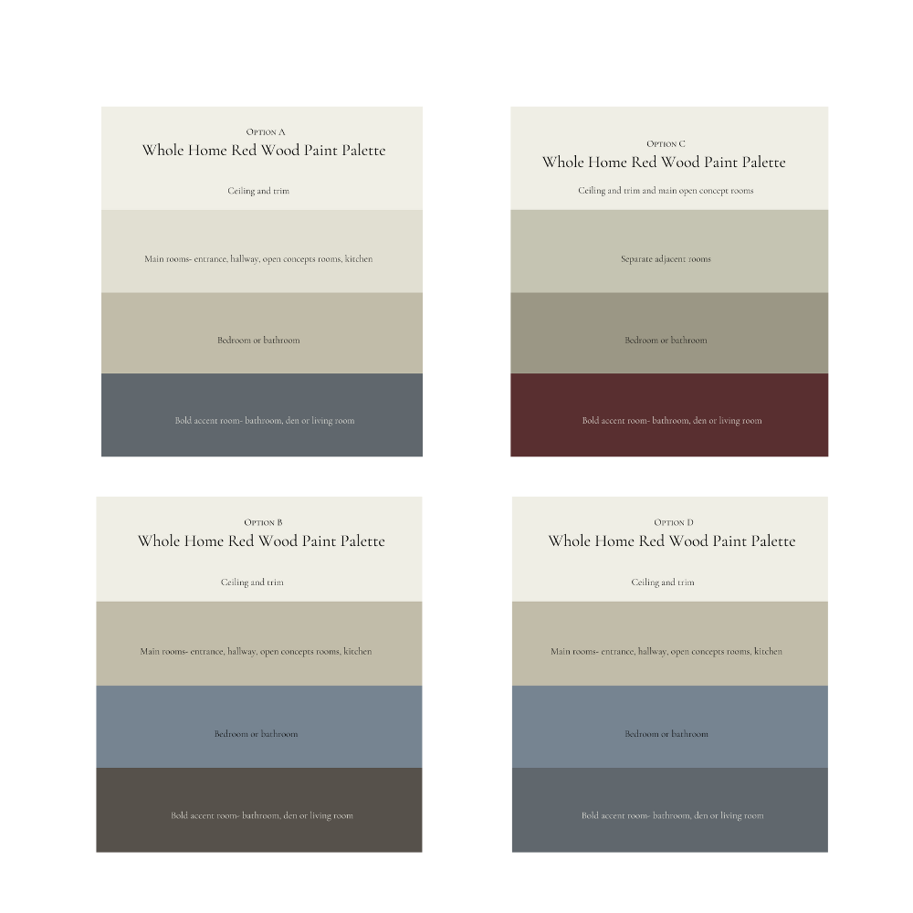 Best Paint Colors For Red Wood Floors, Trim And Cabinets Benjamin Moore Coordinating Colors For Cherry Wood Whole Home Paint Palette All Palettes