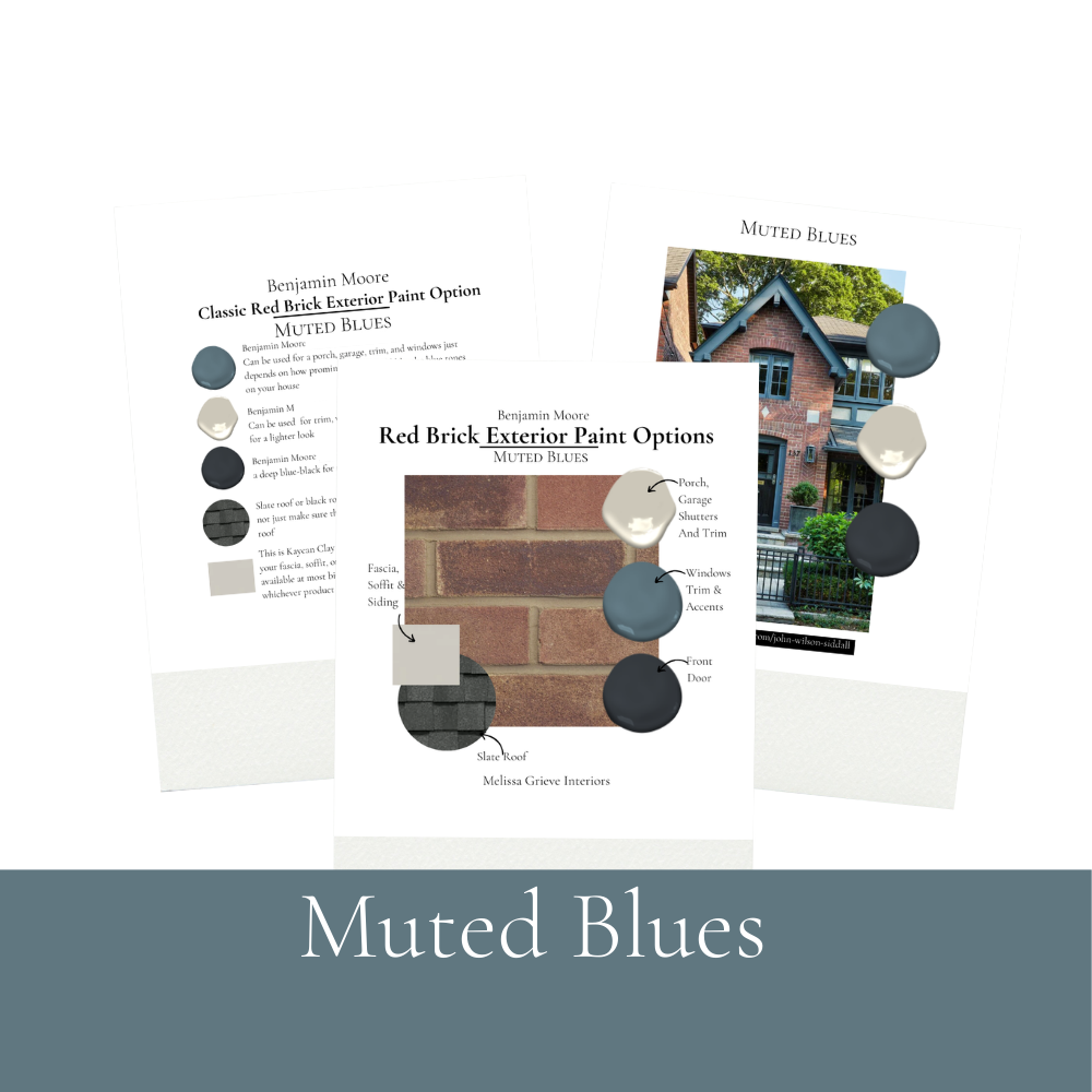 Red Brick Exterior Paint Color Benjamin Moore Paint Palette, Classic Exterior Design Red Brick Coordinating Color, Red Brick Color Schemes Instant Digital Download Muted Blues