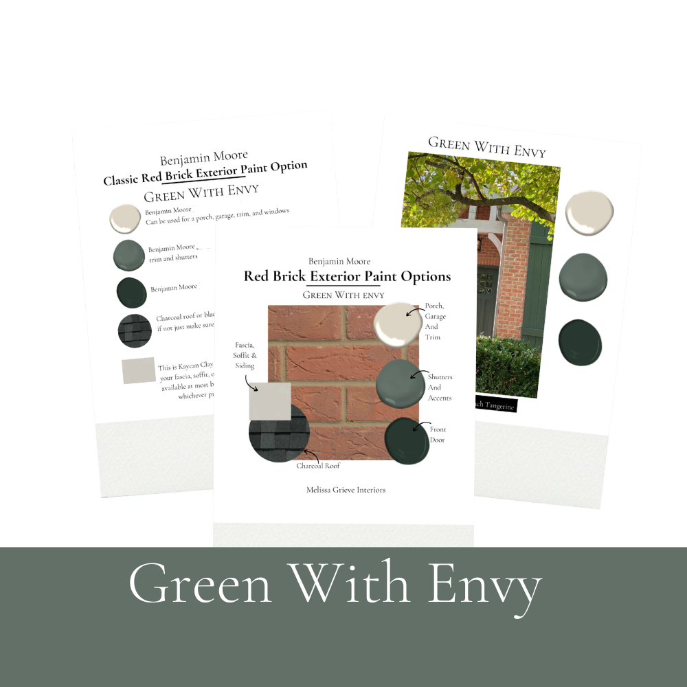Red Brick Exterior Paint Color Benjamin Moore Paint Palette, Classic Exterior Design Red Brick Coordinating Color, Red Brick Color Schemes Instant Digital Download Green With Envy