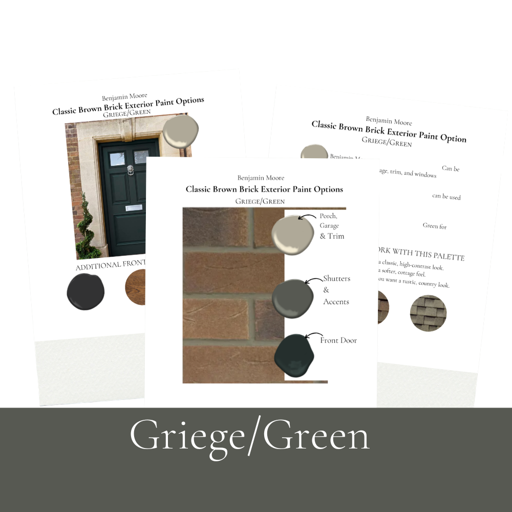 Benjamin Moore Brown Brick Exterior Paint Palette — 5 Complete Exterior Colour Schemes griege And Green