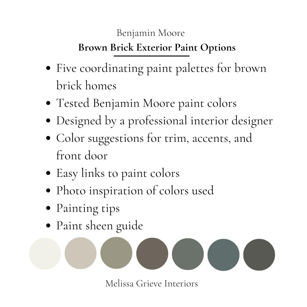Brown Exterior Benjamin Moore Paint Palette Classic Exterior Design Brown Brick Coordinating Color Instant Digital Download Whats included