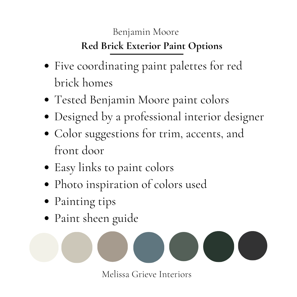 Red Brick Exterior Paint Color Benjamin Moore Paint Palette, Classic Exterior Design Red Brick Coordinating Color, Red Brick Color Schemes Instant Digital Download Whats Included