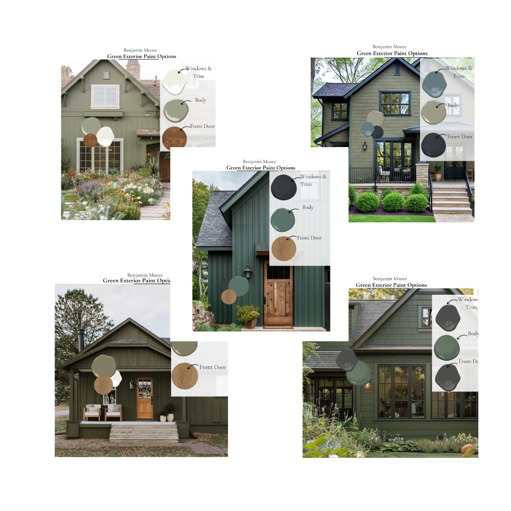 Best Green Exterior Paint Colors Benjamin Moore Green Cottage Exterior Paint Palette Coordinating House Colors Green Country Mountain Home All Palettes