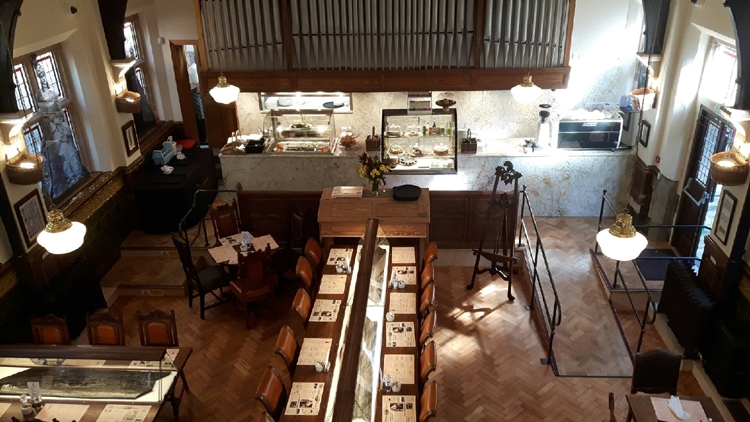 The new Museum of Whitby Jet restaurant with specially designed display tables
