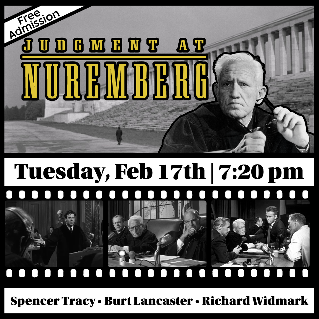Free Screening!  TTU International Studies’ Holocaust Film Series: “Judgment at Nuremberg” (1961) NR starring Spencer Tracy