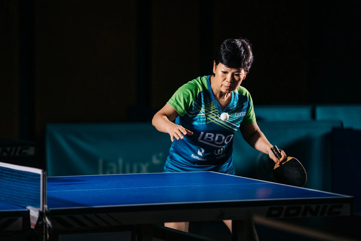 Porträts der Tischtennisspielerin Ni Xia Lin im Coque Luxembourg
