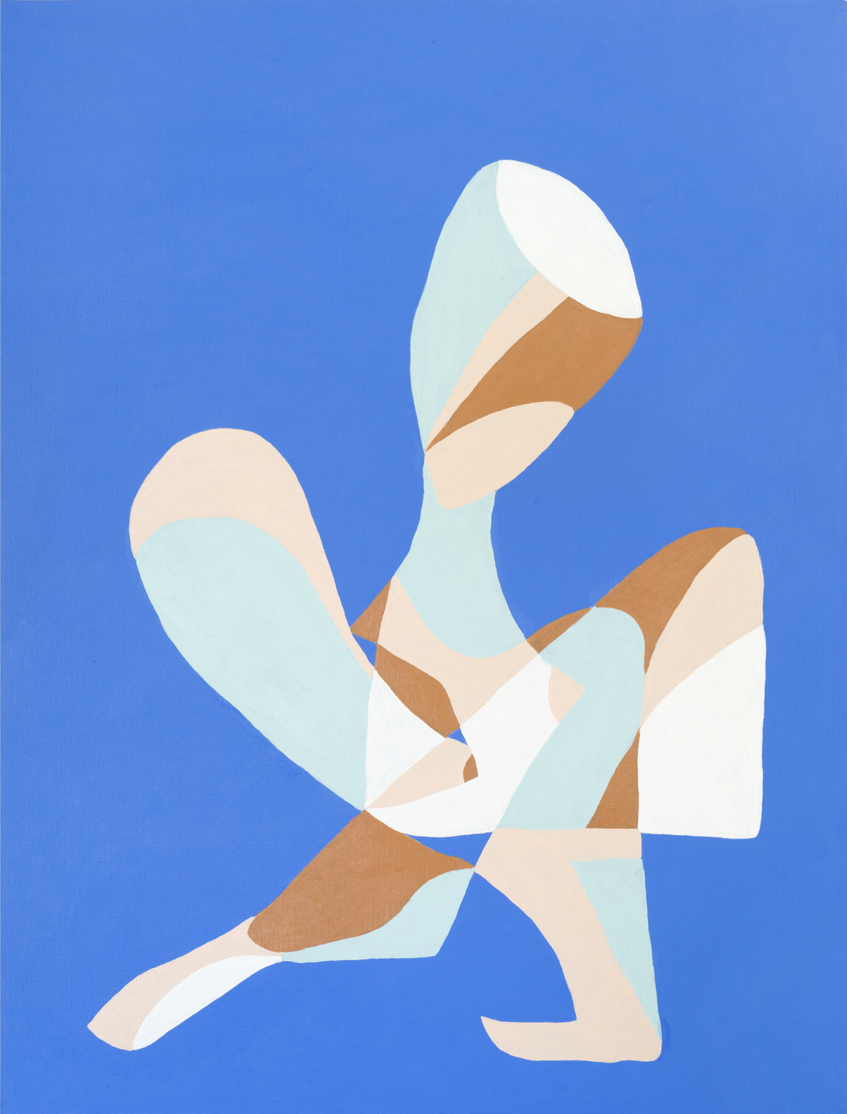 Abstract figure blue white mint rust peach