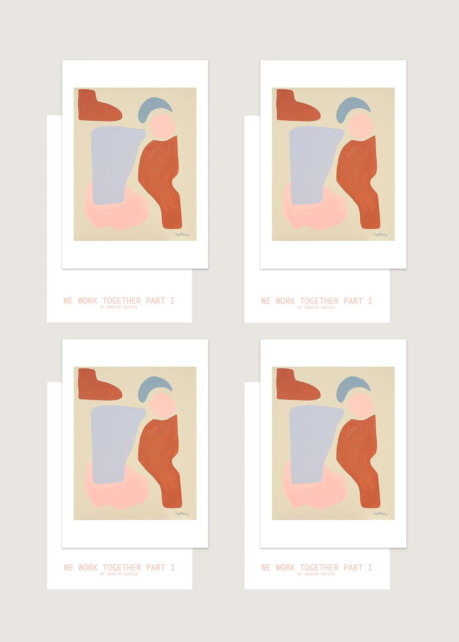 notecard abstract shapes beige lavender pink burnt orange