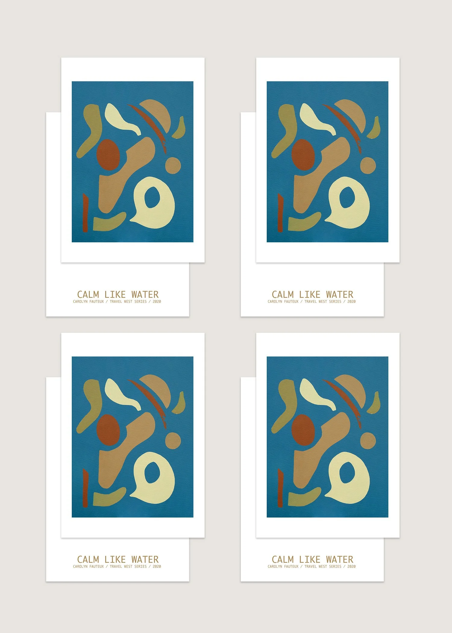 notecard abstract shapes blue olive brick tan