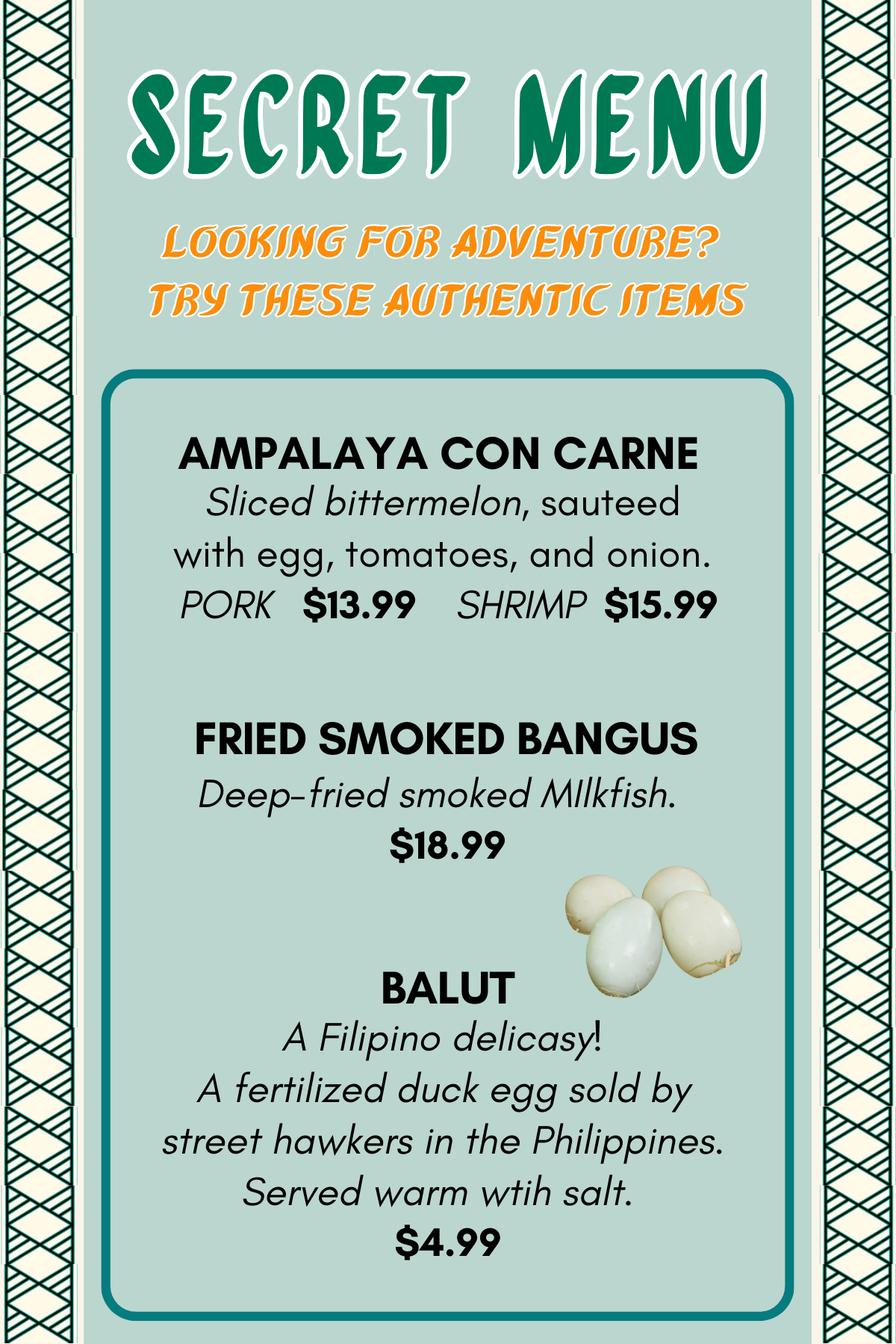 Secret Menu — Sari-Sari