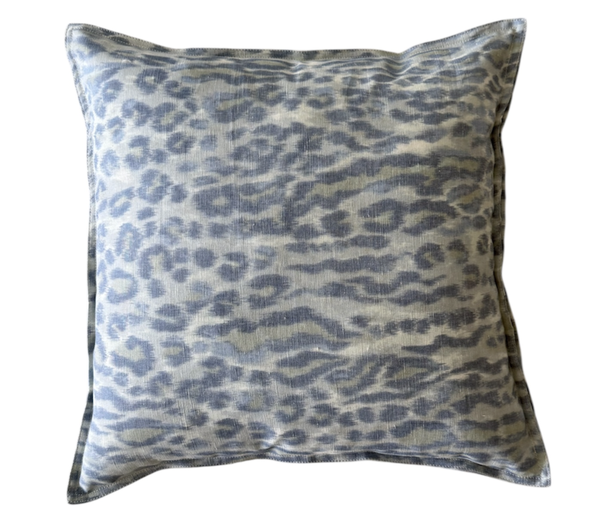 20 x 20 Pale Blue Leopard Print (performance) Pilow