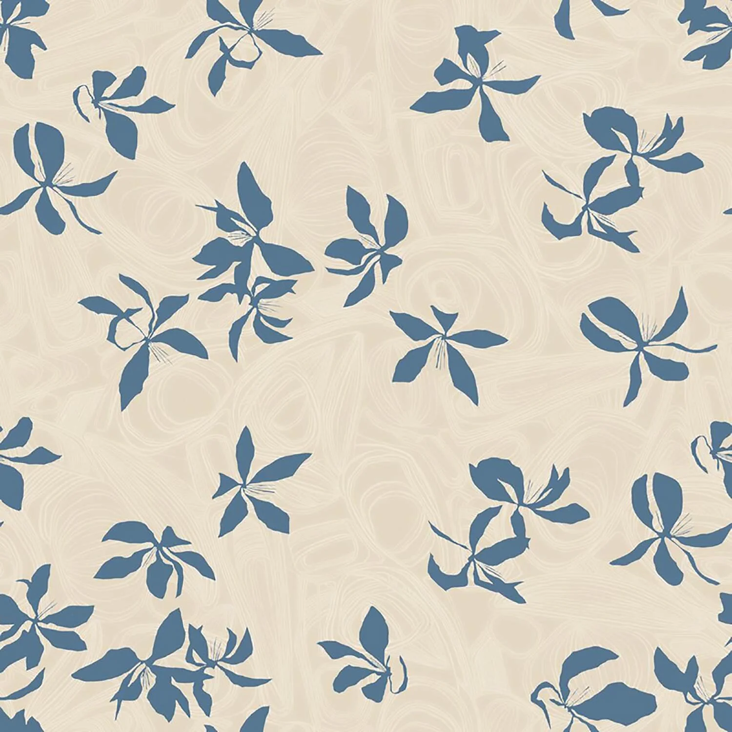 Floating Petals Blue/Tan
