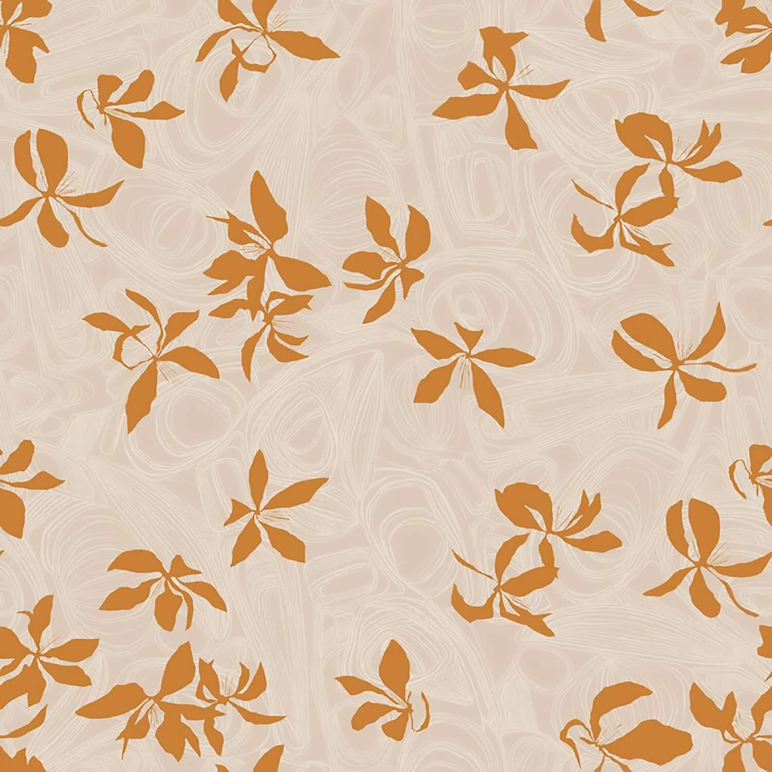 Floating Petals Orange, White and Tan