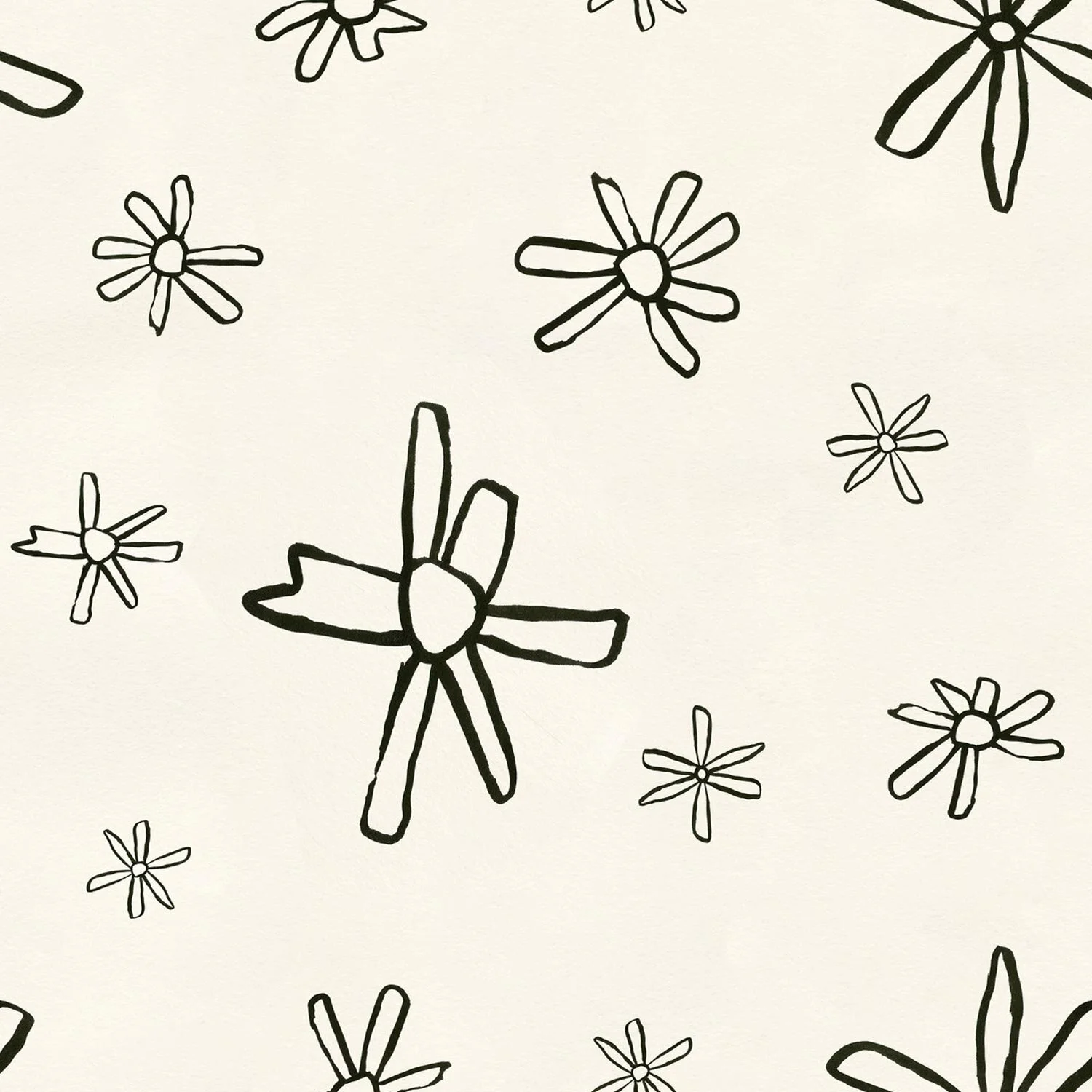 Daisies Black on Cream