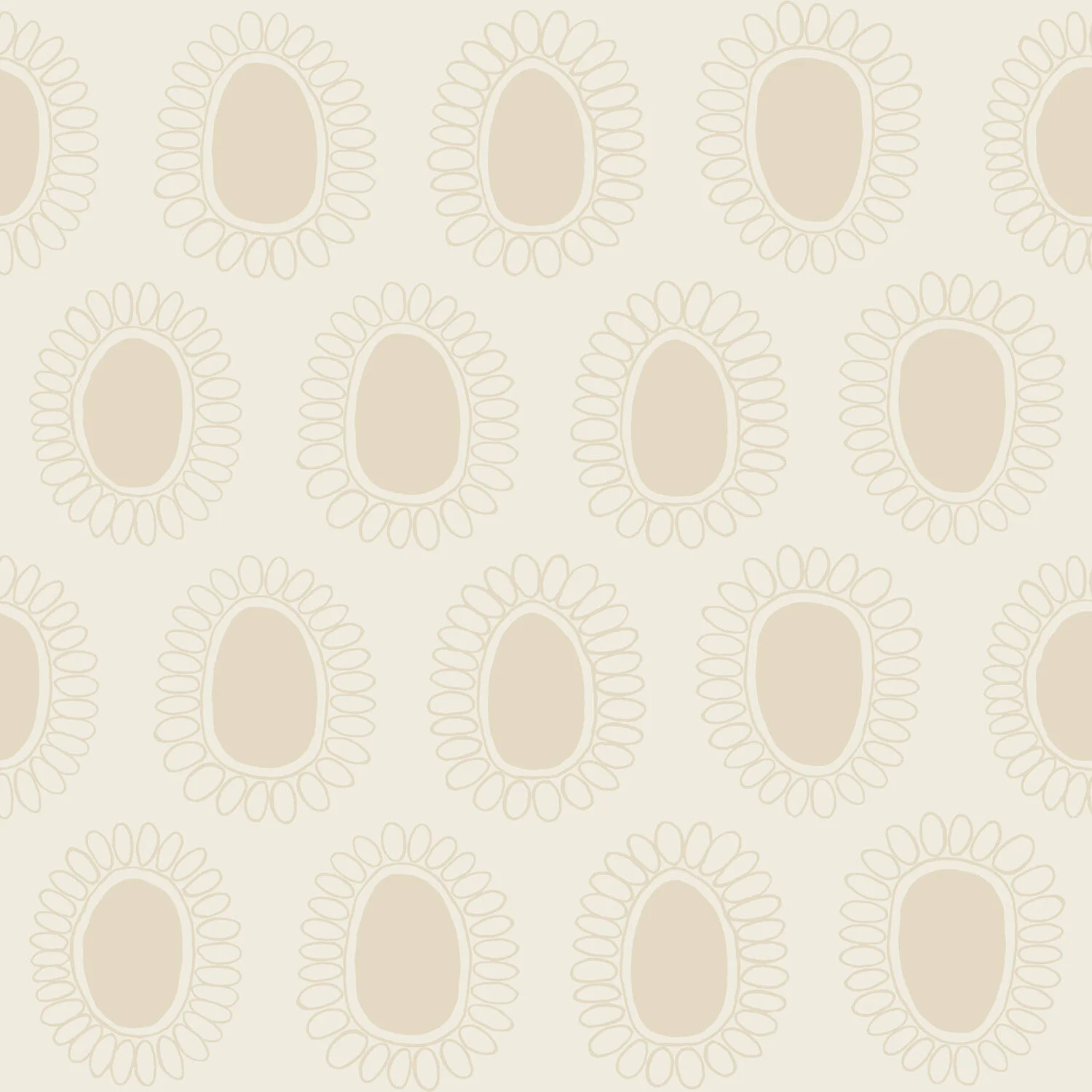 Garden Flower Taupe on Cream