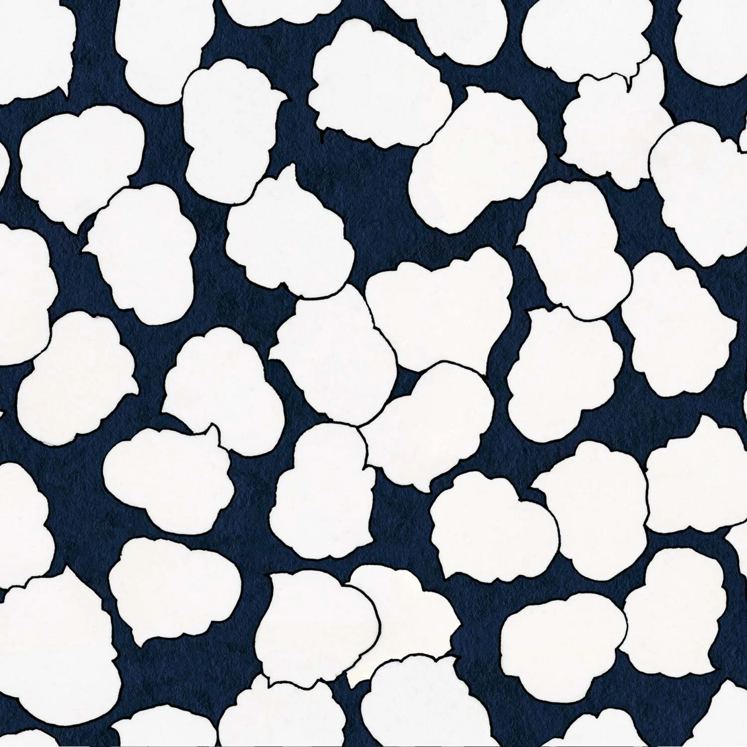 Lotus Leaves Navy on White