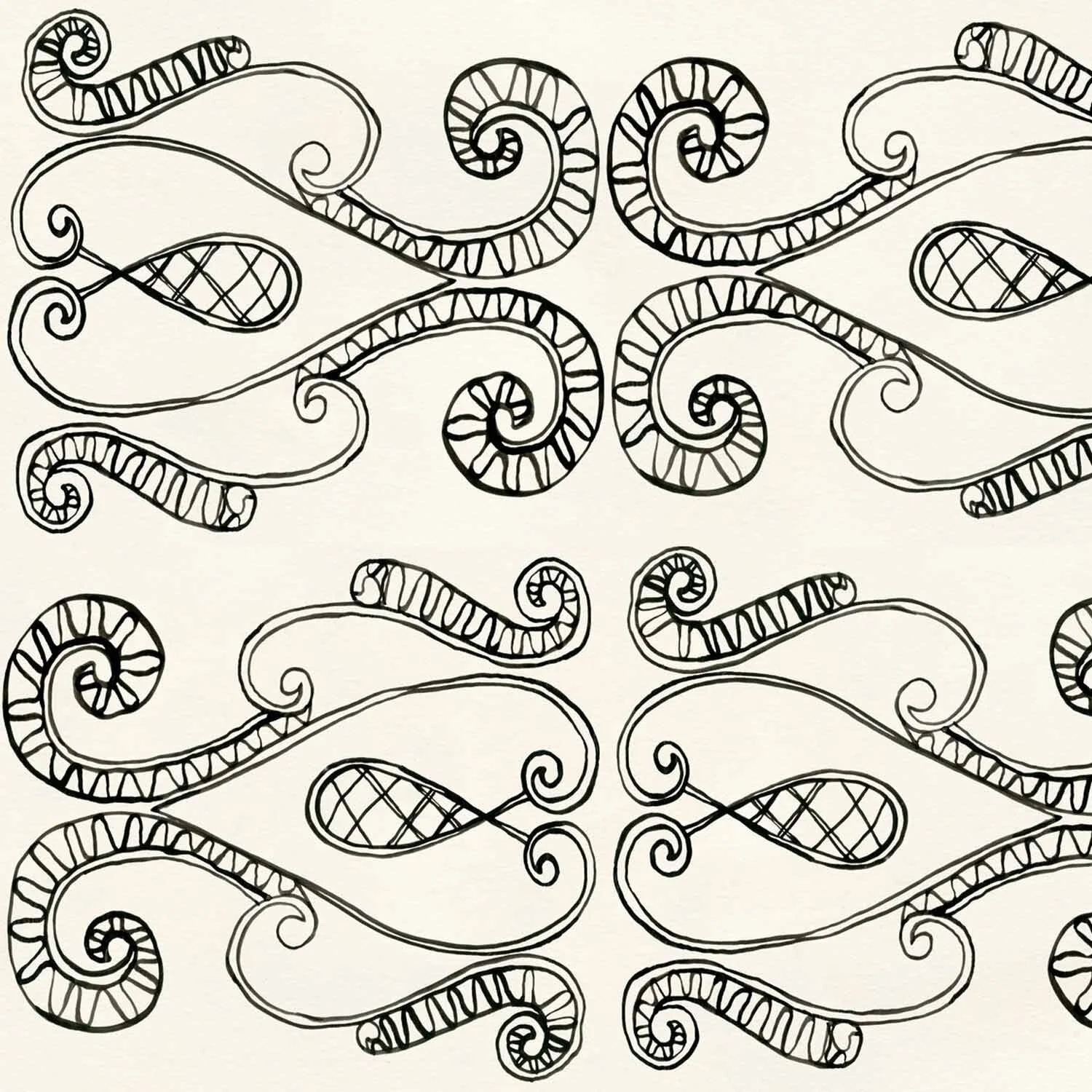 Ornamental Ferrum I Black on Cream