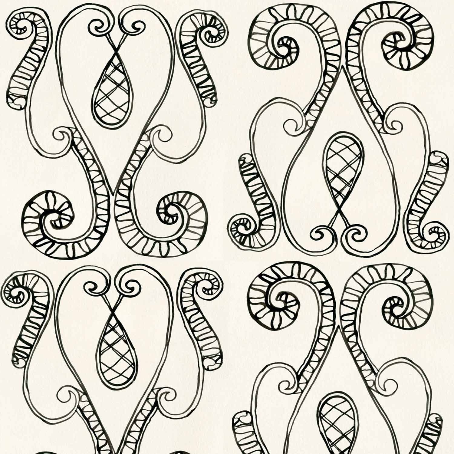 Ornamental Ferrum II Black on Cream