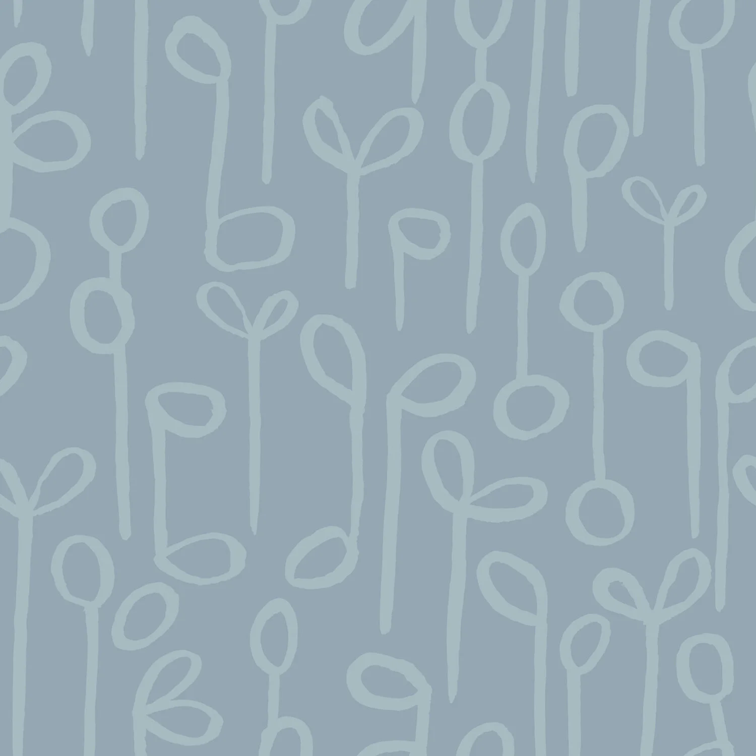 Seedlings White on Blue