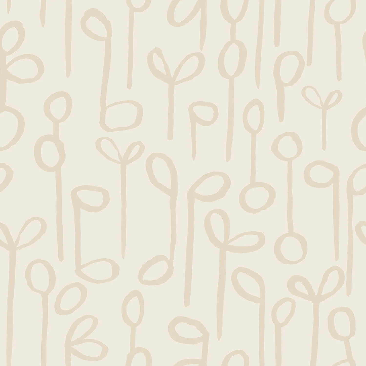 Seedlings Taupe on Cream