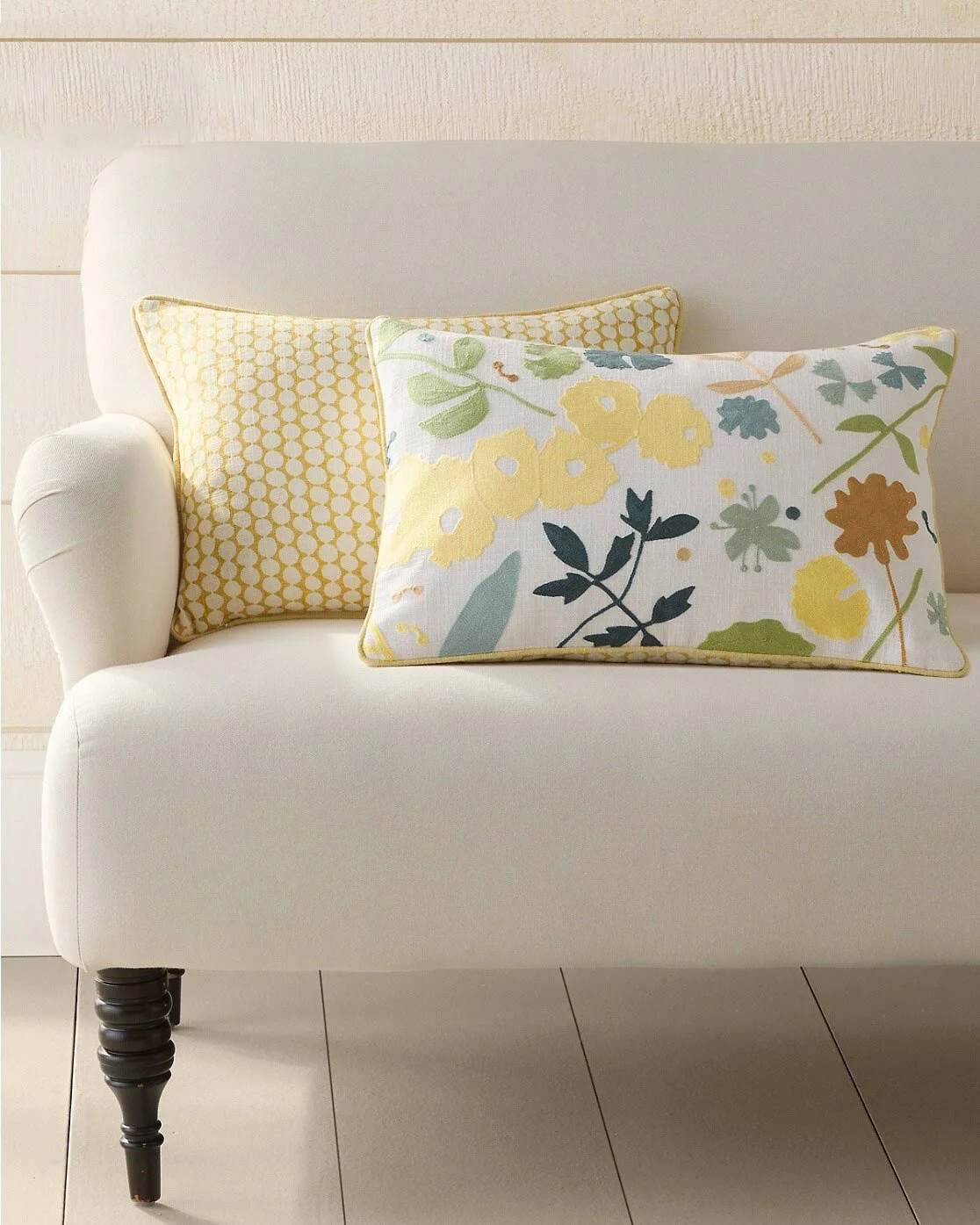 Hable Savannah Floral Crewel-Embroidered Reversible Organic-Cotton Pillow Cover