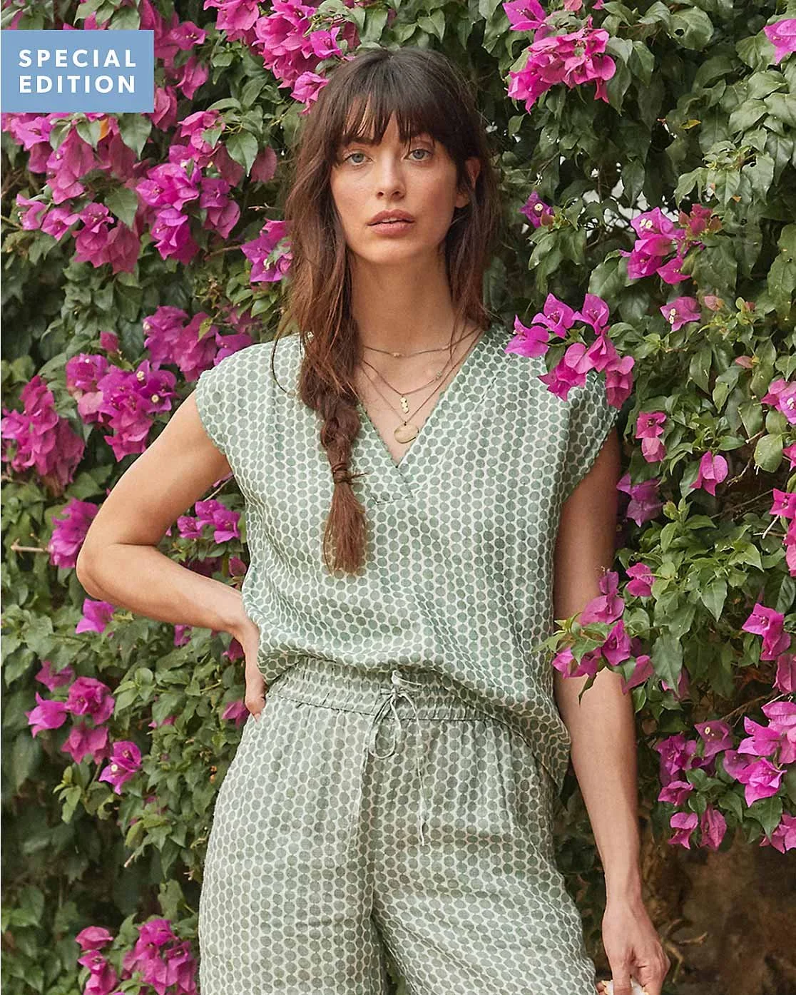 Hable Linen Top-Ivy Beads