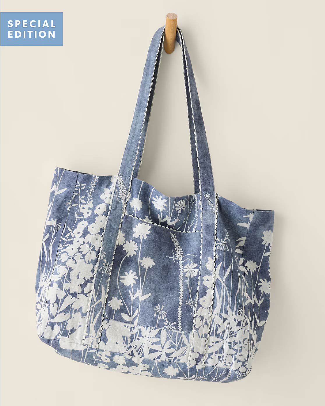 Hable Linen Tote-Blue Flora