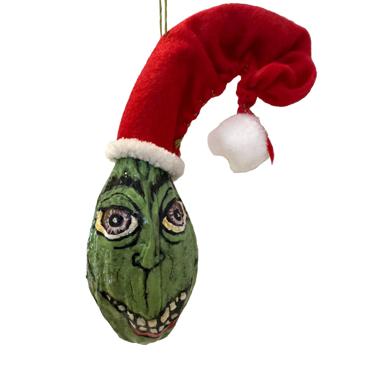 Handpainted Grinchy Gourd Ornament