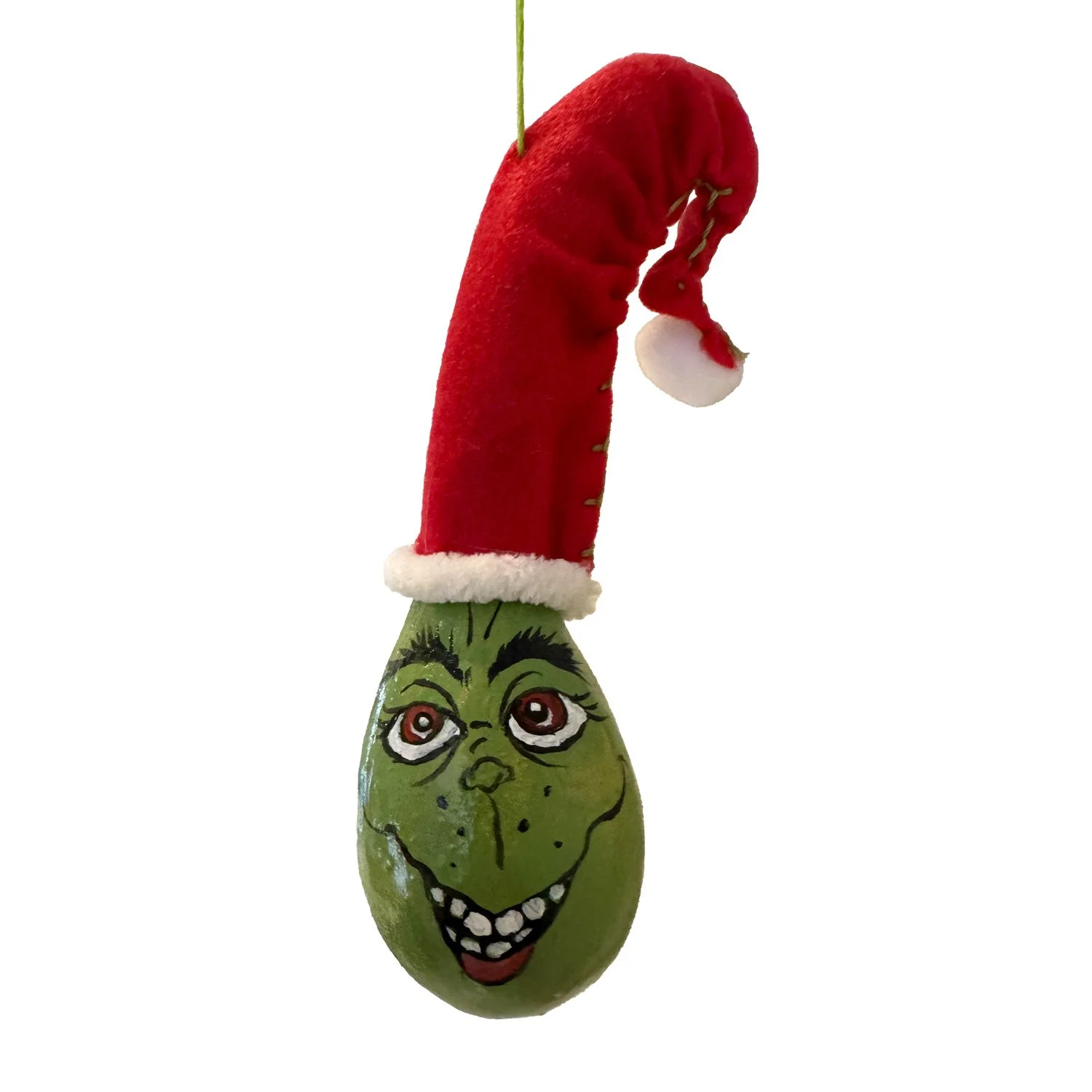 Handpainted Grinchy Gourd Ornament