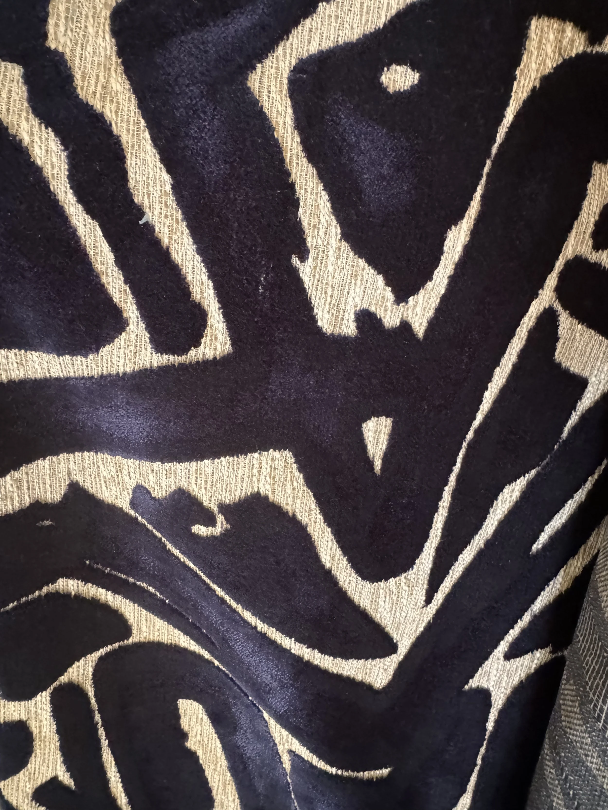 Navy Graphic Cut Velvet