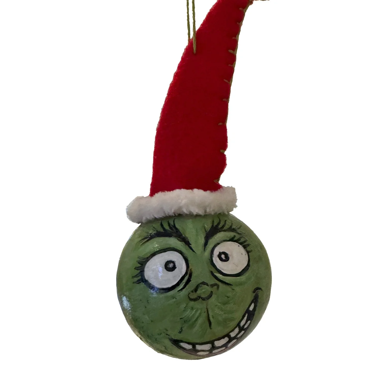 Handpainted Grinchy Gourd Ornment