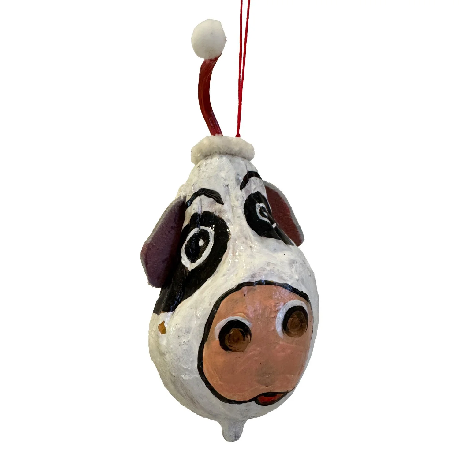 Handpainted One Horned Cow Gourd Ornament