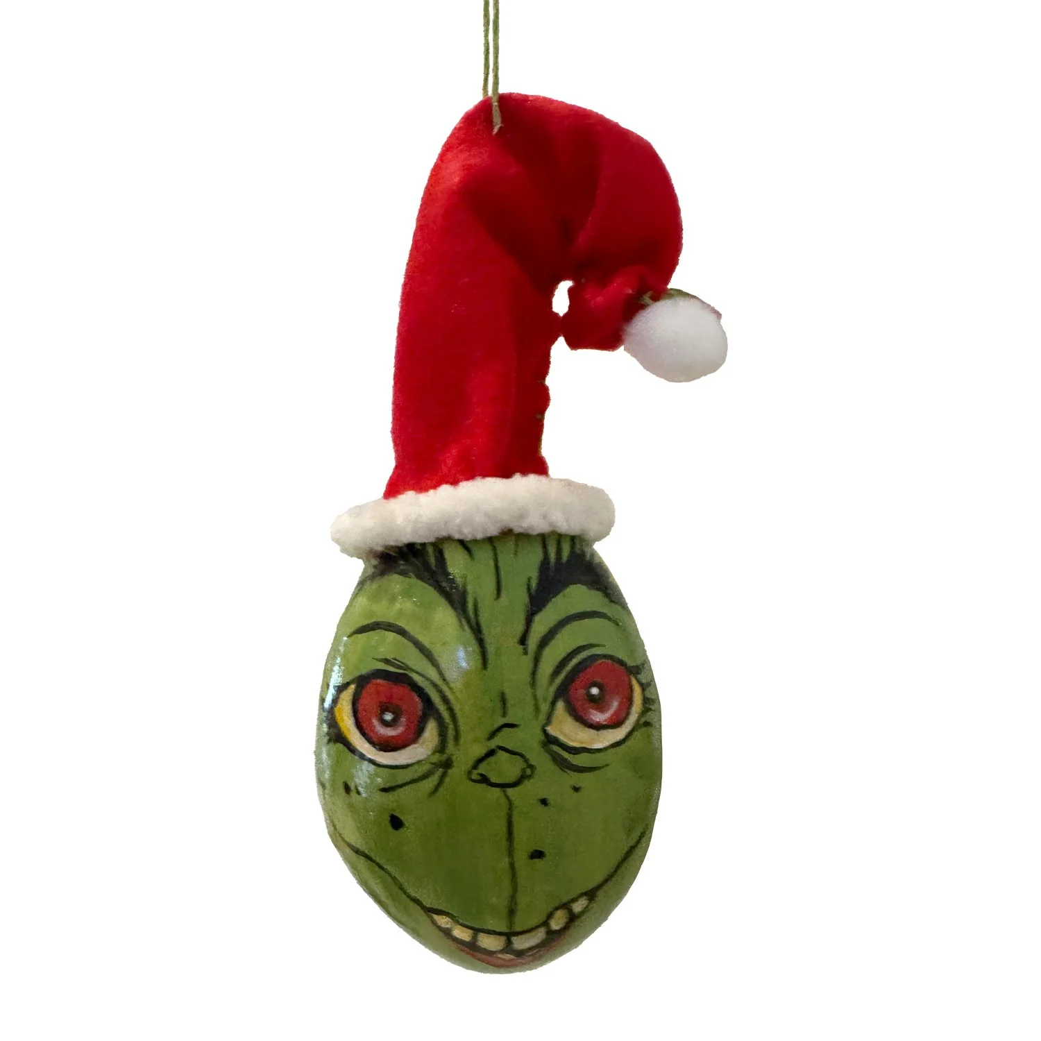 Handpainted Grinchy Gourd Ornament