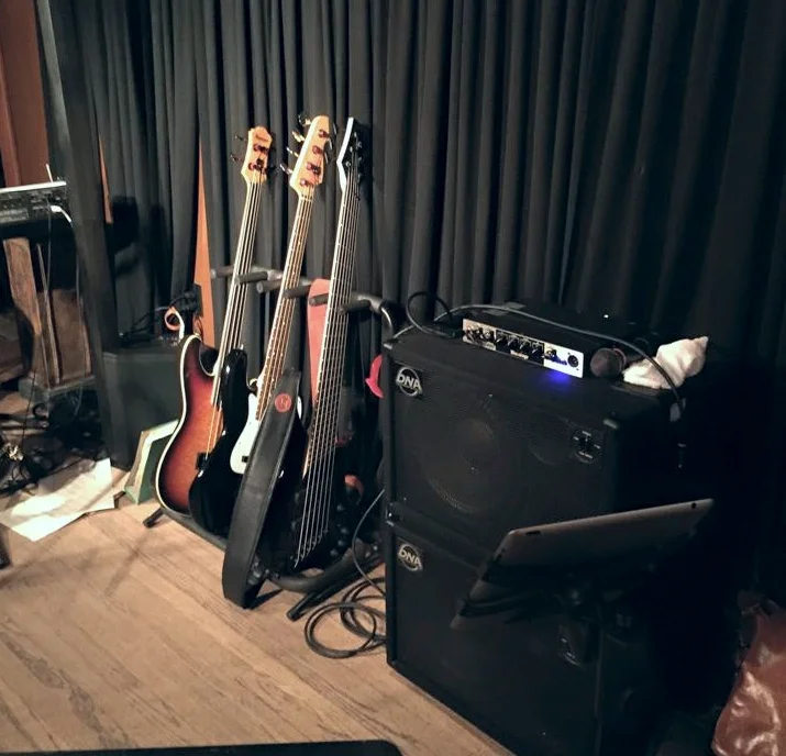 Basses and rig at Lolita's, March 2015.