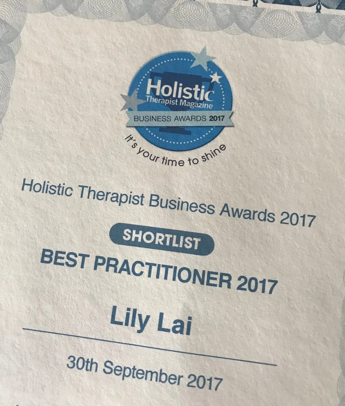 Finalist for the Best Practitioner Award 2017!