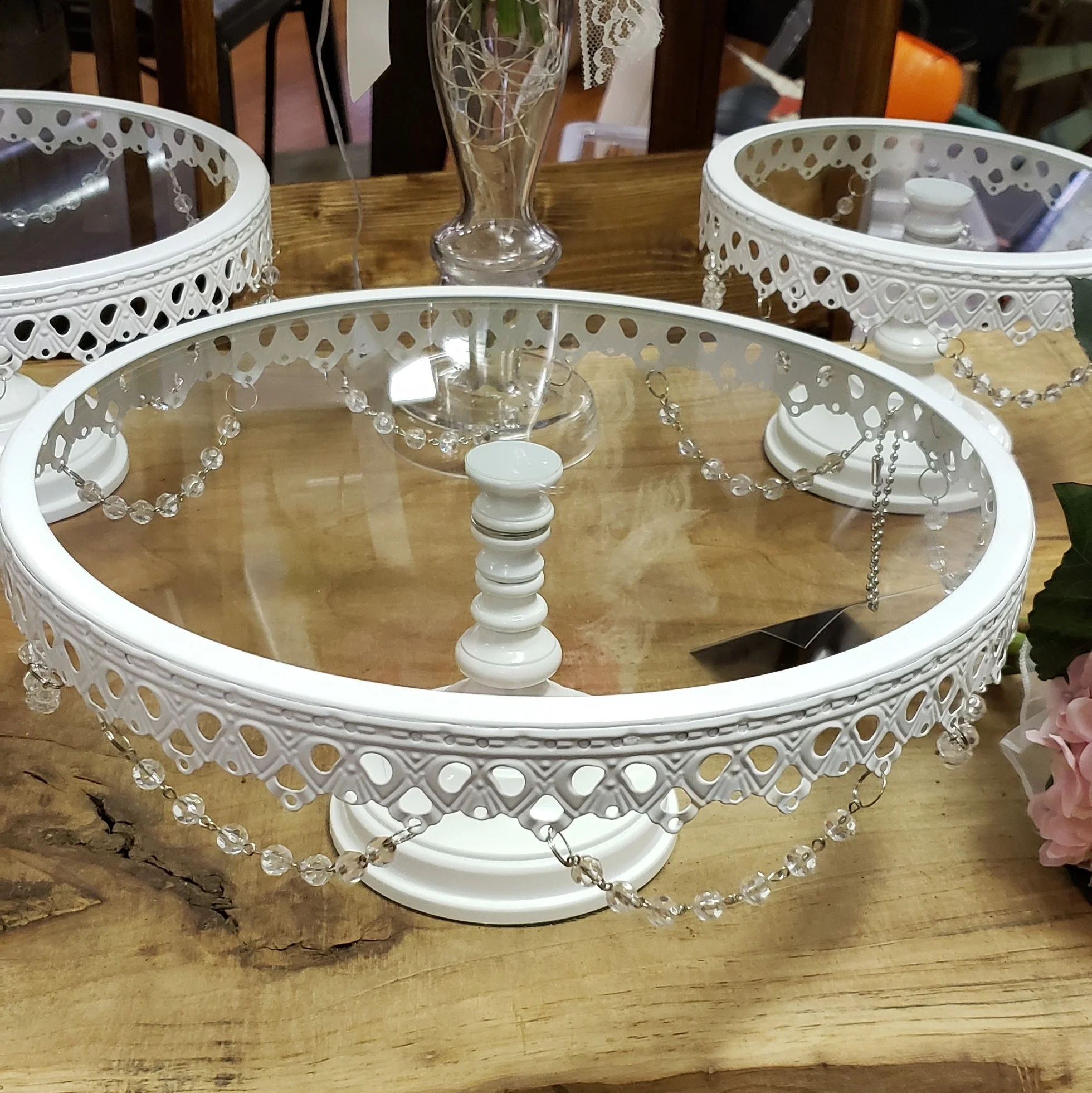 White &amp; Crystal glass cake stand
