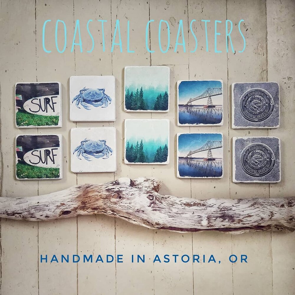 Sunrise and coffee, a magical time of day. Coasters make great gifts and are made by hand (by me!) right here on the cruisin' Columbia River. Let me know if you need some! These are being stocked this week in shops across Astoria.
~
Etsy shop is open