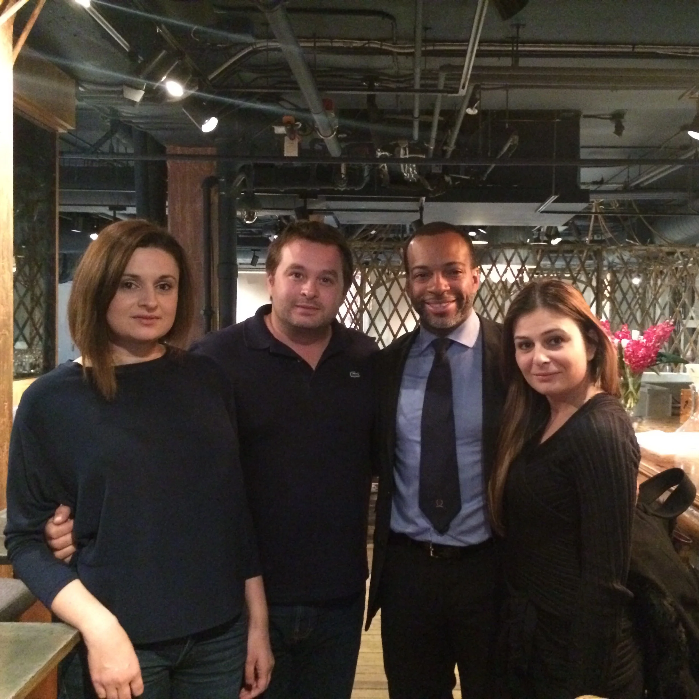 Eleftheri and Apostolos Thymiopoulos, Me (int the Tie) and Nicole Artopolos of Victory Wines