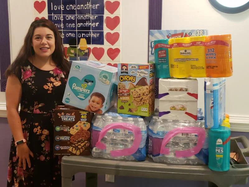 Thank you to Danielle Barta who was representing Campbell Charitable Trust, Joseph Campbell-trustee and Davis Campbell-trustee for donating snacks, water, juice boxes, duffel bags, backpacks, underwear, socks, feminine products, Lysol wipes and spray.