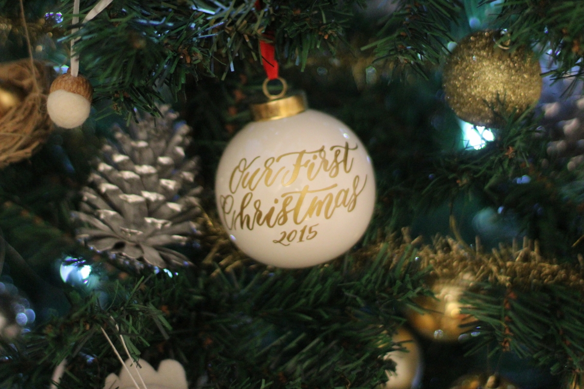 "Our First Christmas" Ornament This is so special and I'll cherish it forever! Silver Pinecones - Makes for perfect ornaments!