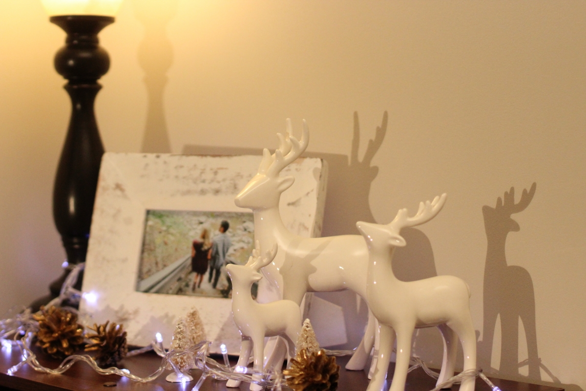 Deer Figurines // Twinkly Lights // Frosted Trees I'm really into reindeer/antler everything this season! They're so classic and playful. I love these figurines and they go great on a bookshelf or as a centerpiece!
