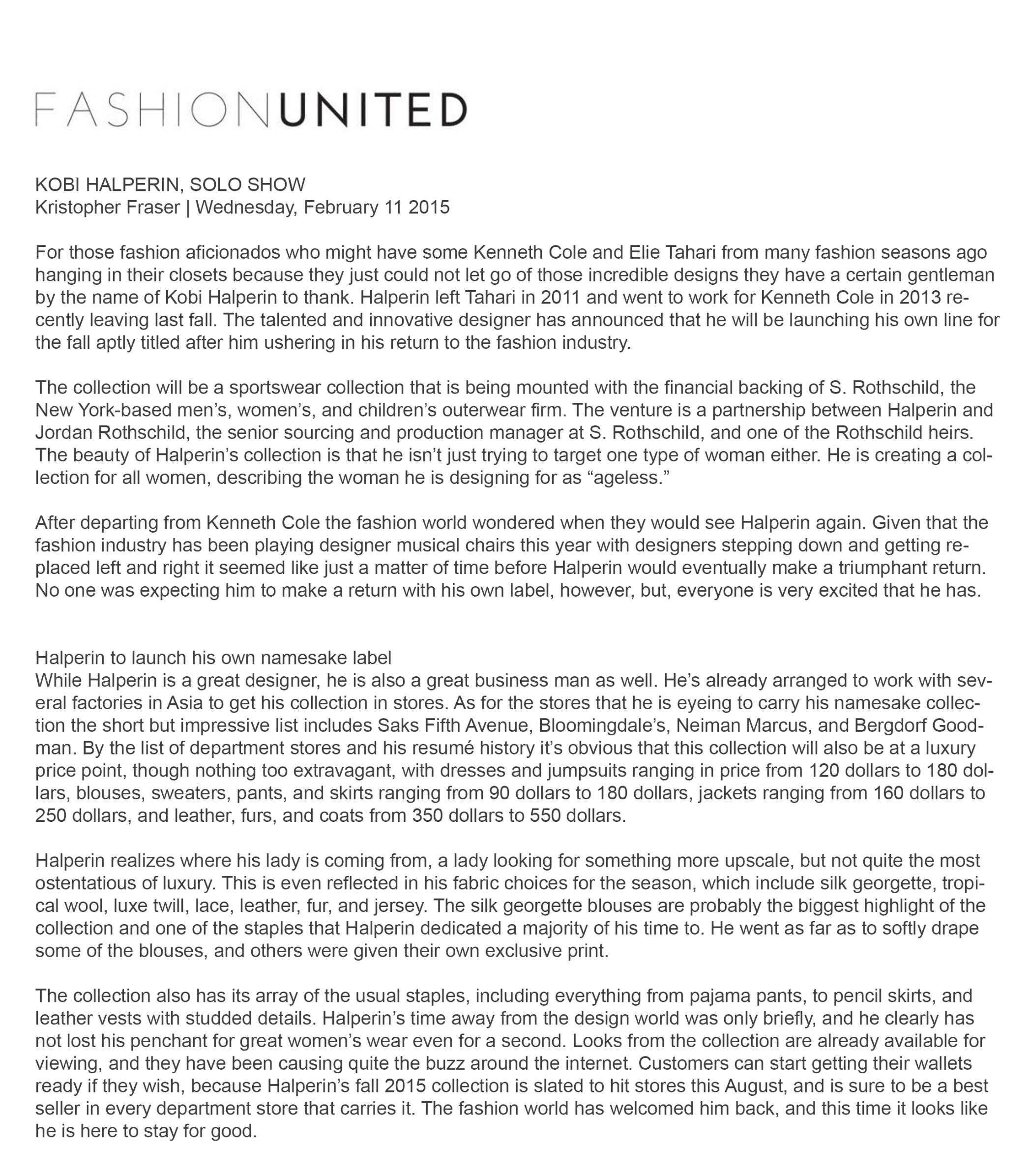 FASHION UNITED - FEBRUARY 2015