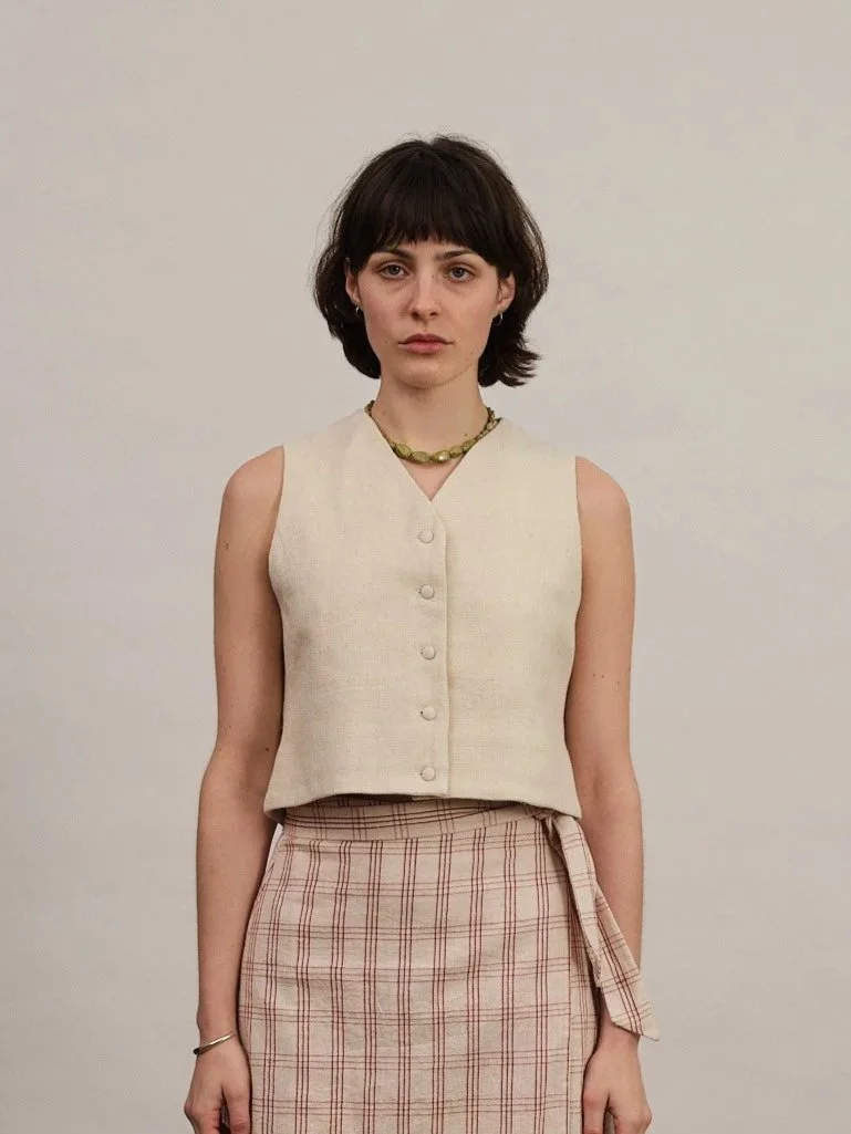 Ellis Top | Ecru Herringbone