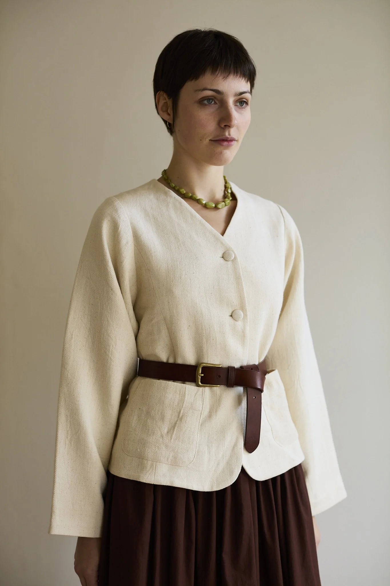 Rowen Jacket | Ecru Herringbone